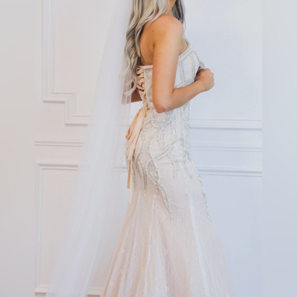 Nude boho style dress with Ivory overlay - Picture 3 of 4